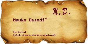 Mauks Dezső névjegykártya